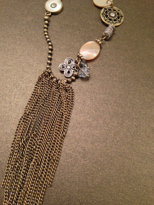 Antique Charms Tassel Necklace (Bronze Ox)
