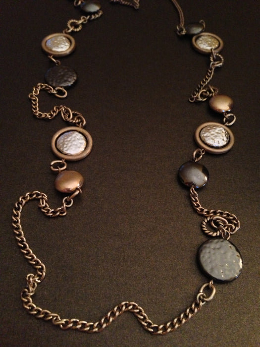 Hammered and Polished Disc Necklace