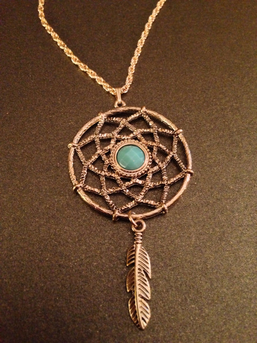 Dream Catcher Pendant Necklace (Turquoise)