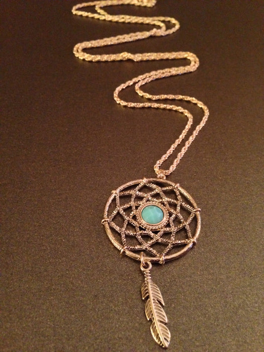 Dream Catcher Pendant Necklace (Turquoise)