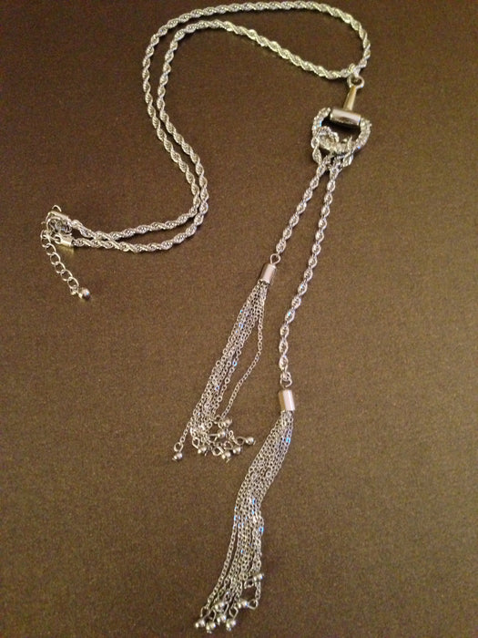 Pave Horsebit Tassel Necklace