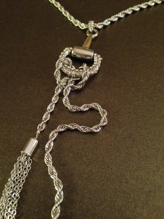 Pave Horsebit Tassel Necklace