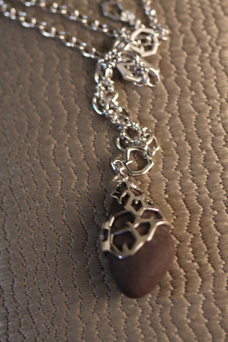 Stone Pendant Necklace (Silver)