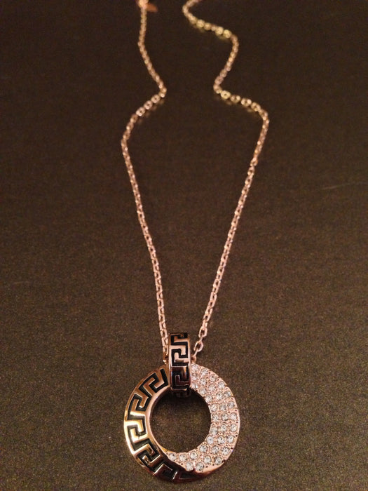 Crystal Encrusted Circle Medallion Necklace