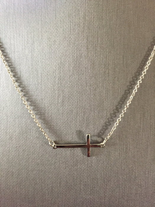 Side Cross Necklace (Silver)